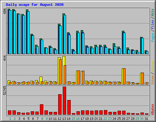 Daily usage for August 2020