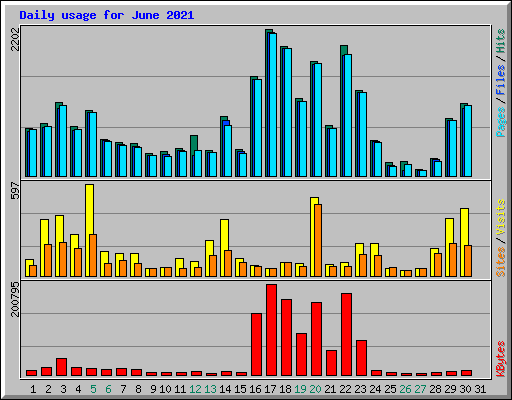 Daily usage for June 2021