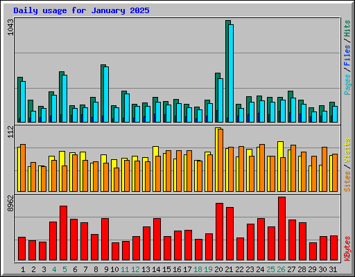 Daily usage for January 2025
