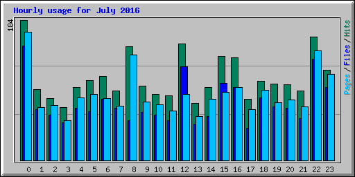 Hourly usage for July 2016