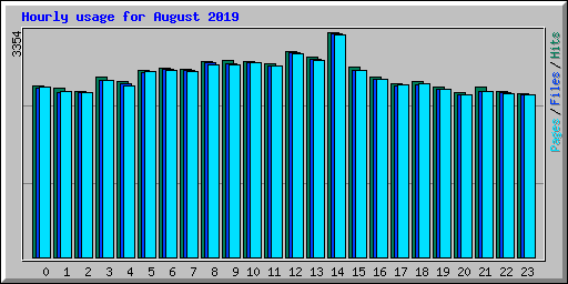 Hourly usage for August 2019